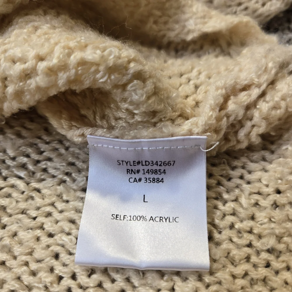 SAGE THE LABEL Home Bound Cream Ruched Long Sleeve Sweater Top Size L - Picture 12 of 13